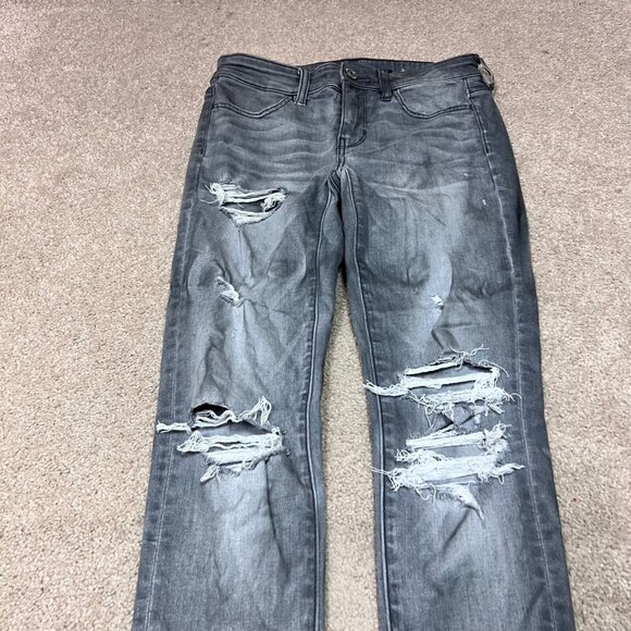 American Eagle Outfitters Jegging Jeans Women’s Gray Distressed Pockets Size 2 - Picture 6 of 10